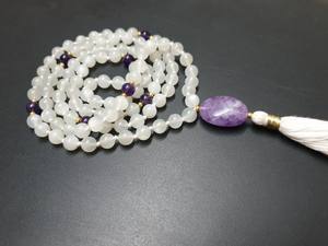 Collar de piedra lunar hecho a mano estilo bohemio 108, collar de piedra lunar para Yoga, joyería de piedras preciosas largas para regalos o fiestas - Product Image 6