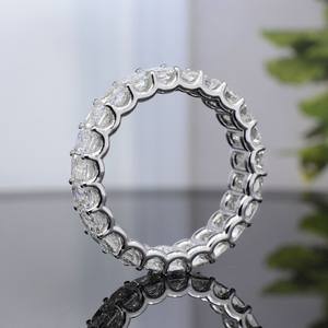 Bague de mariage en diamant taillé émeraude plaqué or 10 carats, bague de fiançailles et d'éternité, cadeau certifié GIA IGI - Product Image 5