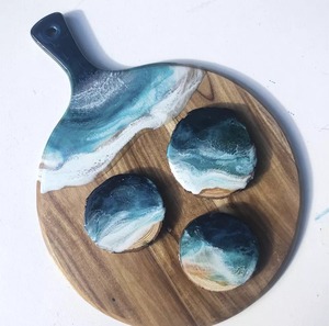 Nouveauté Planche à découper en résine et bois Planche de service pour légumes/fromage Blocs en bois avec logo laser personnalisé Emballage de pièces - Product Image 2