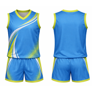Conjunto de Uniforme de Voleibol Dinámico Azul y Verde Lima, Jersey de Voleibol Sublimado para Hombre con Diseño de Puntos en Tonos Medios - Product Image 3