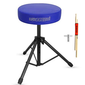 5 Core Drum Throne 3 Thick Padded Memory Foam Comfortable Drummer <b>Stool</b> 330Lb Capacity Adjustable - Product Image 1