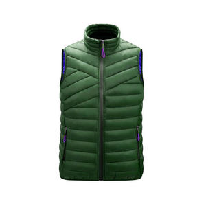 Chaleco acolchado ligero para hombre, 100% de nailon, transpirable, bordado personalizado, logotipo, cuello levantado, bolsillos con cremallera, chaqueta de invierno sin mangas - Product Image 4