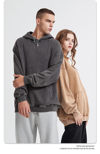 เสื้อฮู้ดผู้ชายผ้าคอตตอน100% มีฮู้ดของ Evertop 420 GSM แนววินเทจซักได้กำหนดโลโก้ได้เอง - Product Image 5