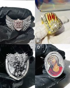 Conception populaire ronde coupe brillante VVS D couleur Moissanite diamant conception ronde lettres personnalisées bague Hip hop pour hommes et femmes - Product Image 2