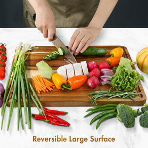 Ensemble de planches à découper en bois d'acacia robuste et épais avec rainure pour le jus, pour couper et servir dans la cuisine et la salle à manger - Product Image 3