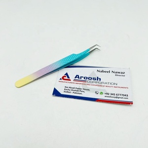 Pinzas degradadas de 90 grados con empuñadura de diamante de alta calidad al por mayor punta puntiaguda de acero inoxidable para extensión de pestañas sostenible - Product Image 3