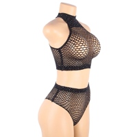 Conjunto de bikini de dos piezas, top y shorts negros con pedrería