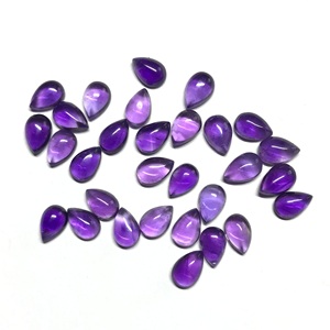 High Quality 5x7mm Natural <b>African</b> Amethyst Cabochon Loose Pear-Shaped Semi Precious Gemstone IGI Certified Calibrated Gemstones - Product Image 4