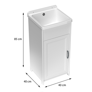 Mobile Bagno Mongardi Bianco 40L X 40P X 85H cm in Resina con Lavabo in Ceramica, da Terra, Resistente agli Acidi per Interni/Esterni - Product Image 3