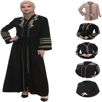 Vente en gros de vêtements islamiques abaya noire à imprimé de fleurs de belle couleur unie design personnalisé