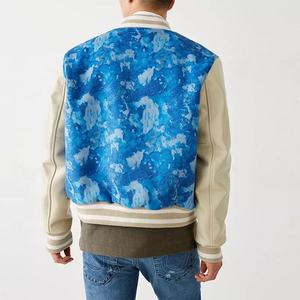 Veste universitaire d'hiver à col montant pour homme Tissu en laine légère Taille XL Tie-Dye Design 3D Patchwork Pattern Letterman Style Leather - Product Image 5
