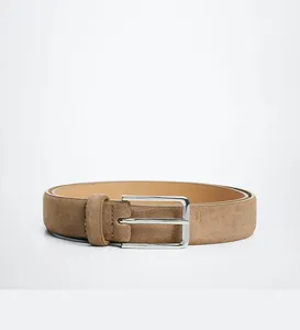 Wholesale Premium Cowhide Leather Belts Custom Leather Belts Men Casual Camel Color Suede Leather Belts