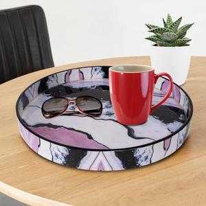 Bandeja de servicio de madera de acacia de bambú de estilo antiguo moderno, forma impresa de esmalte de alta calidad para restaurante de Hotel en casa - Product Image 1