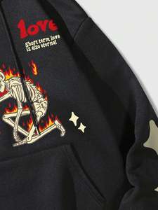 Sweat à capuche imprimé personnalisé pour hommes en polyester/coton, style fermeture éclair complète, tissu respirant et confortable - Product Image 3