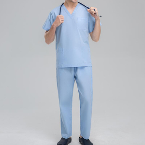 Tenues d'infirmière unisexes à manches courtes en tricot, respirantes, confortables et extensibles, avec pantalon droit - Product Image 1