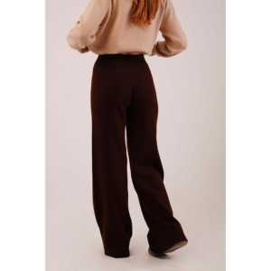 กางเกงขายาวถักสีน้ำตาลขายส่ง เอวผ้ายืดและเอวสูง ระบายอากาศได้ดี ทรงขากว้าง - Product Image 1