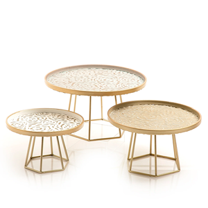 Présentoir à gâteau nickelé fournitures d'hôtels et de Restaurant décoration de fête de mariage support à gâteau martelé en métal qualité supérieure - Product Image 2