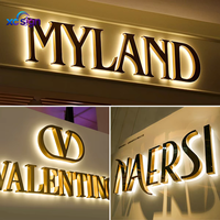 Enseigne murale personnalisée en acier inoxydable rétroéclairée par LED 3D, étanche IP65, pour magasins commerciaux, hôtels, bars, bureaux et bâtiments.