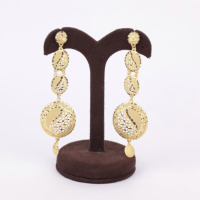 Pendientes Largos de Oro Laminado de 14K, 18K, 24K al por Mayor, Elegantes Pendientes Largos Turcos, Pendientes Colgantes de Moda Chapados en Oro sobre Latón