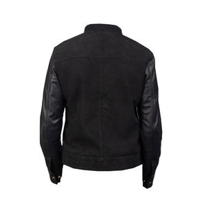 Venta al por mayor de chaqueta personalizable de cuero de ante de los hombres con mangas de cuero de vaca de calidad superior OEM diseño personalizado de moda Body Fit - Product Image 5
