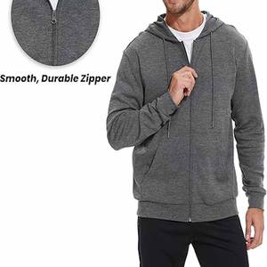 Nouvel arrivage : Sweat à capuche zippé en molleton de coton teint sur mesure, coupe ample, effet vieilli, court, pour homme, par Dress Sports - Product Image 2