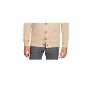 Cardigan da Uomo Tasso Elba 100% Cotone con Motivo Floreale, Marrone, Taglia Small, con Chiusura a Cerniera e Decorazione a Bottoni - Product Image 3