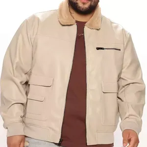 Vestes pour hommes de style aventure en plein air en cuir robuste avec col montant et tissu en toile de finition résistant aux intempéries - Product Image 5