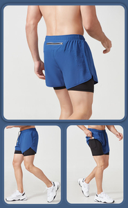Venta caliente logotipo personalizado entrenamiento atlético pantalones cortos para correr pantalones cortos de doble capa comodidad Fitness gimnasio ropa deportiva pantalones cortos para correr para hombres - Product Image 3