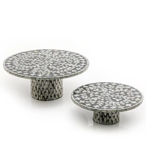 Vajilla de calidad superior decoración MOP Cake Stand buena venta forma redonda conjunto de 3 soporte para cupcakes para Hotel y hogar decorativo - Product Image 5