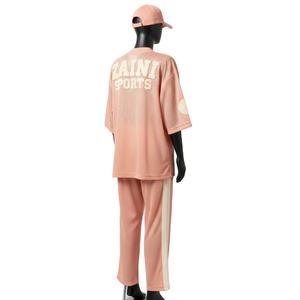 Conjunto deportivo de malla de 2 piezas para mujer, poliéster de alta calidad, tela transpirable, color melocotón suave, panel en contraste, logotipo personalizado, conjuntos para mujer - Product Image 5