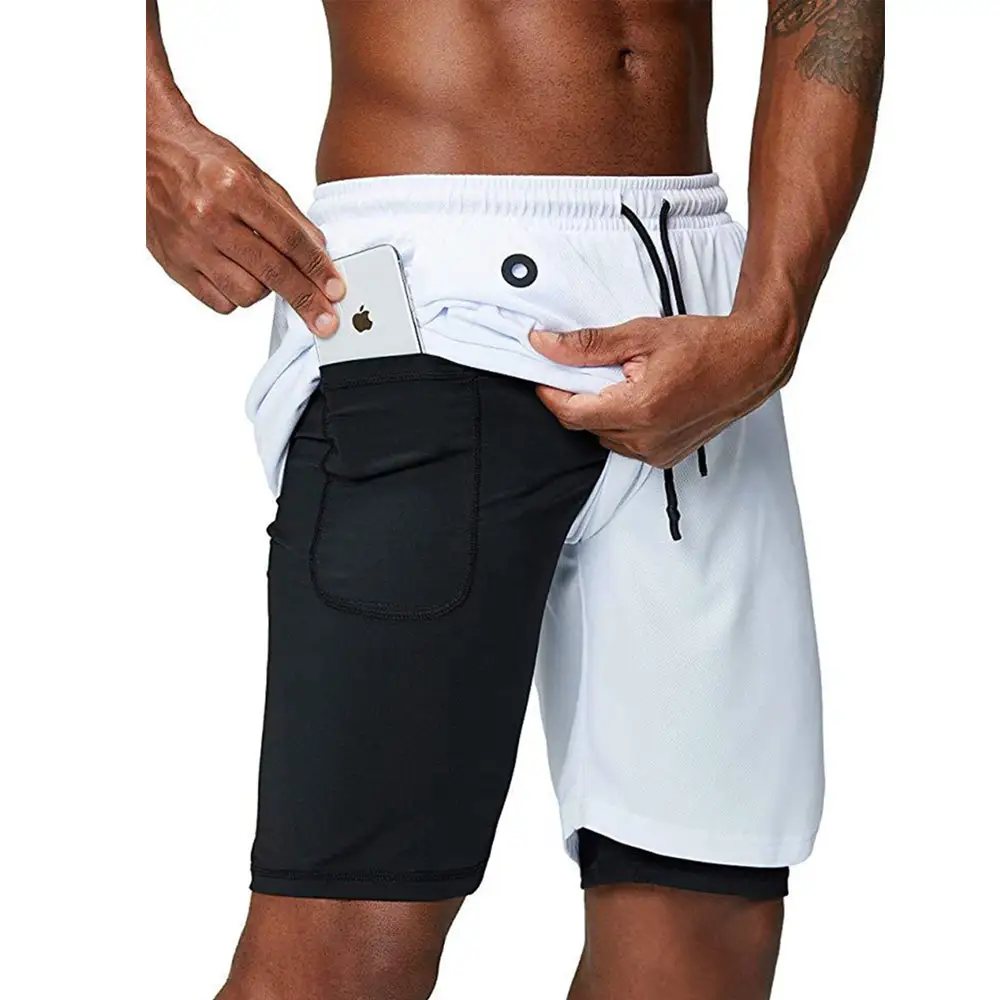 Pants For Men Men's Double Layer Quick-dry Multi-functional Sports Pants Shorts With Pockets Casual White Xl