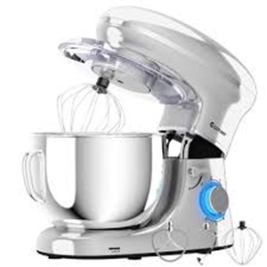 VENTES FLASH Batteur sur socle électrique pour cuisine, 6 vitesses, bol mélangeur en acier inoxydable de 6,3 litres avec crochet pétrisseur et fouet - Product Image 1