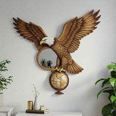 Espejo de Madera de Lujo Moderno Estilo Águila Lixora Furniture con 2 Estantes Multiusos para Hoteles, Oficinas, Hogares, Baños y Apartamentos - Product Image 2