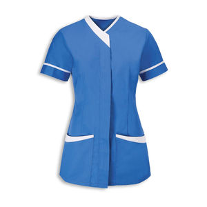 Tunique de travail décontractée pour femmes, haut à manches courtes, uniforme de spa, chemise de thérapeute, bouton, tissage, vêtements de travail pour la coiffure et le massage, chemisier - Product Image 3