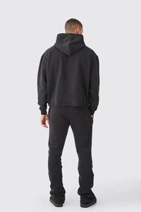 Venta al por mayor Streetwear Chándal Lavado ácido 100% algodón Slim Fit Pantalón y pulóver Sudadera con capucha Chándal para hombres - Product Image 2