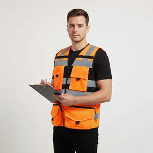 Chaleco de Seguridad Reflectante con Múltiples Bolsillos de Malla, Uniforme de Veterinario, Logotipo Personalizado, Ropa de Seguridad con LED Intermitente - Product Image 6