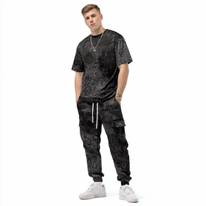 Custom Sublimation Mens Tracksuit Set | Printed T Shirt and <b>Jogger</b> Pants | Sportswear Two Piece Outfit for Gym - Product Image 5
