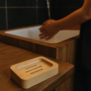 Porte-savon en bambou traditionnel fait à la main pour lavabo de salle de bain, porte-savon en bambou naturel, surface lisse et polie, écologique - Product Image 3