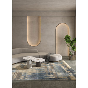 พรมขนสัตว์และไหมไผ่ถักมือสีเบจและสีน้ำตาล รุ่น Unstring Srb(709) สำหรับห้องนั่งเล่นและห้องนอนวัยรุ่น ลายแบบนามธรรม - Product Image 5