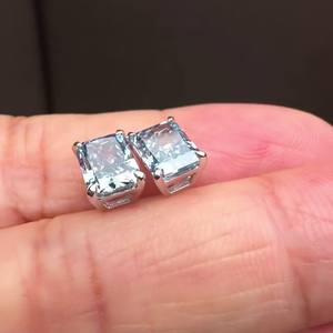 2.00tcw Radiant Fancy <b>Blue</b> Lab Grown Diamond <b>Stud</b> <b>Earrings</b> VVSVS Clarity IGI Certified Basket Set in White Gold - Product Image 4