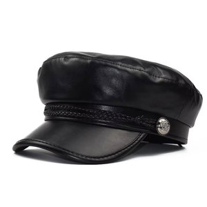 Gorras de cuero PU de alta calidad, gorras deportivas con logotipo bordado personalizado, gorras de cuero genuino personalizadas, fabricación de piel de cordero - Product Image 2