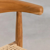 Chaise de salle à manger en teck avec rotin synthétique moderne, meubles d'extérieur et d'intérieur, salle à manger, patio, jardin - Sania