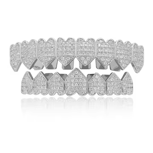 Personnalisé 925 Argent Plaqué Rond Brillant Coupe Moissanite Glacé Grillz Ensemble Drip Design avec Maximum Bling Tendance - Product Image 5