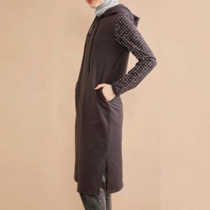 Sudadera de punto de peso pesado para mujer islámica modesta, Sudadera con capucha musulmana de Manta larga de invierno - Product Image 6