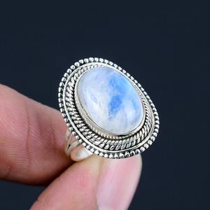 Bijoux pour femmes Bague en argent style bohème Bijoux en argent sterling 925 Pierre de lune Pierre précieuse Tendance Bague faite main Cadeau pour l'amour - Product Image 5