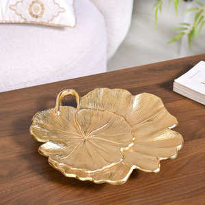 Plateau à fruits en métal doré de luxe en forme de feuille de ginkgo, plat de service décoratif pour la maison, le salon et la décoration de mariage - Product Image 5
