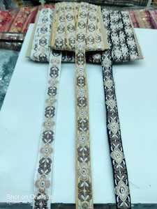 Custom Made Floral Embroidered Thread Work <b>Laces</b> in Multi Coloured Option with Sequins Embroidery in 1.5 Inch Width for Resale - Product Image 3