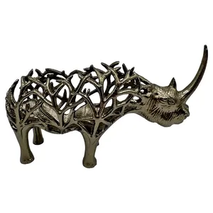 Par de cisnes de aluminio chapado en oro hecho a mano, escultura, Decoración de mesa, configuración de banquete de boda, juego de regalo de paz moderno - Product Image 1