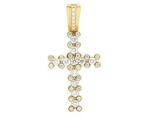 Colgante de Cruz de Plata de Ley Chapado en Oro de Lujo con Moissanita Redonda, Diseño Clásico Iced, Amuleto de Joyería Premium Estilo Hip Hop - Product Image 4