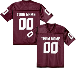 Custom Football Jersey <b>Maroon</b> Color Team Name Number v Neck Breathable Quick Dry Athletic Uniform Unisex Adult Teams Short - Product Image 6